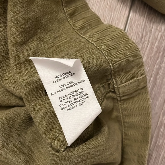 Aritzia TNA Womens S Green Cotton Utility Military Button Down Top Jacket XXS - Picture 4 of 4